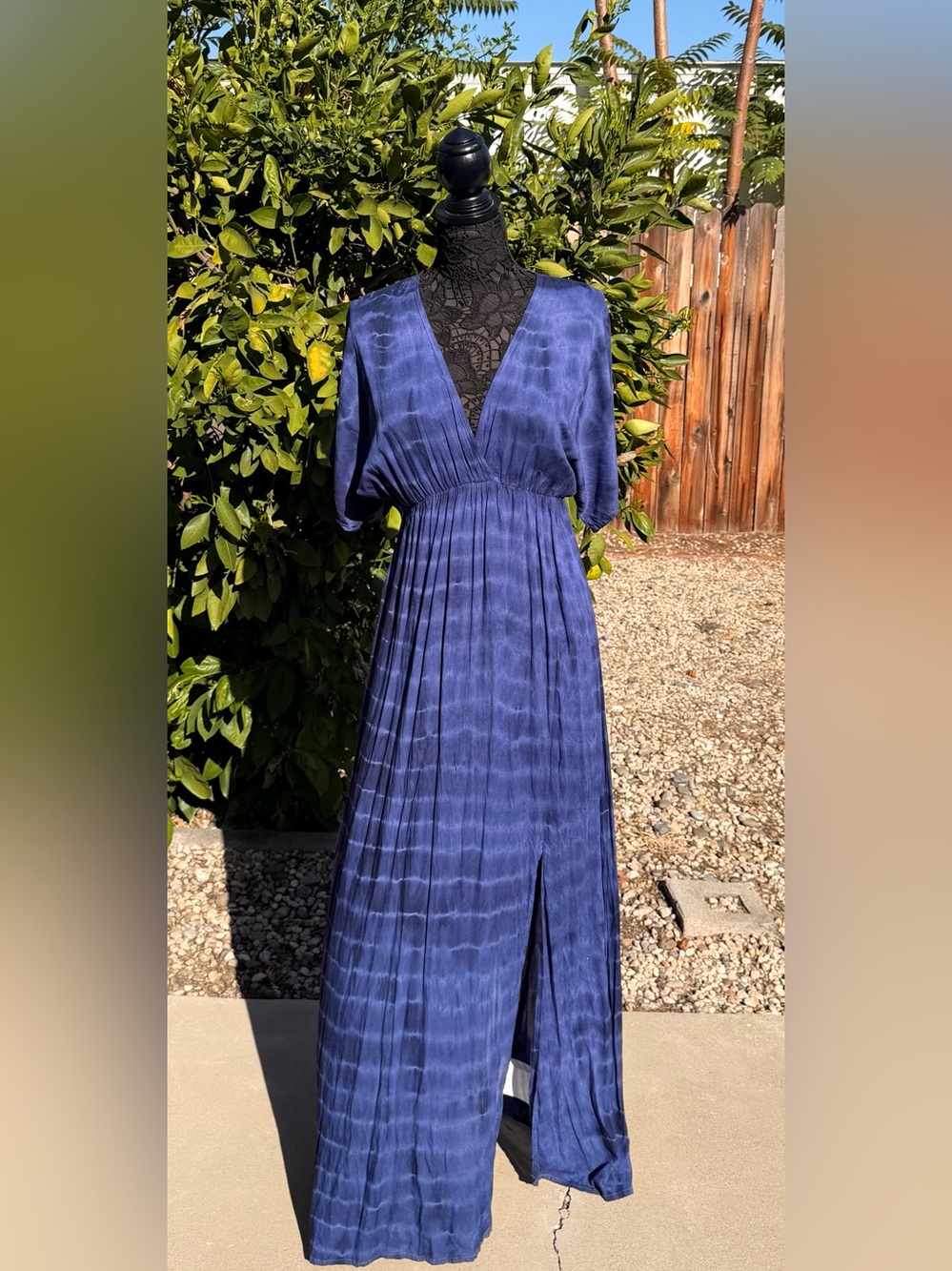NWT Tiare Hawaii Deep Blue V-Neck Maxi Dress